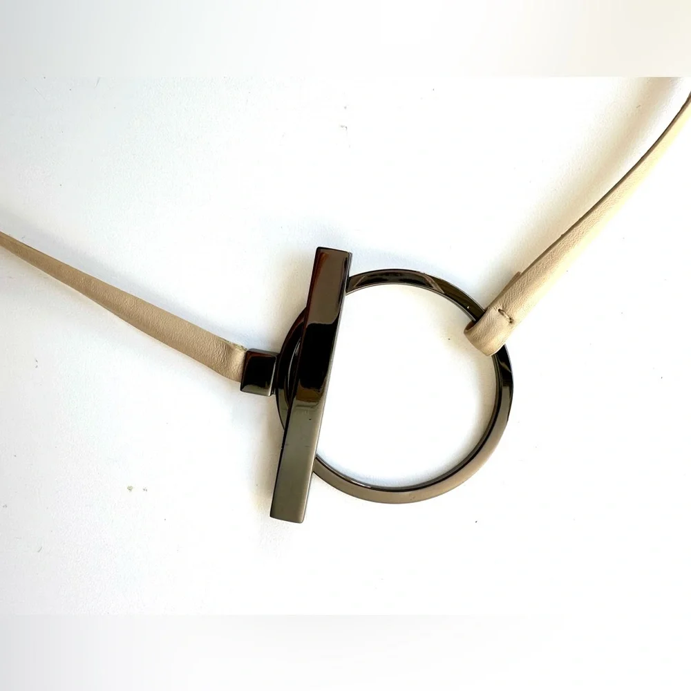 Beige Belt, Gunmetal Magnet oversized fastening , size S
